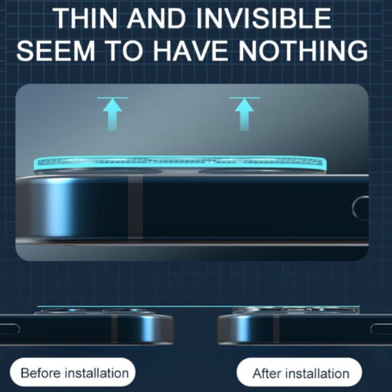 Protection d'objectif d'appareil photo arrière 3D HD pour iPhone 14 Pro Max Plus 13 12 11 Mini en verre trempé 9H n'affectant pas la prise de vue de nuit
