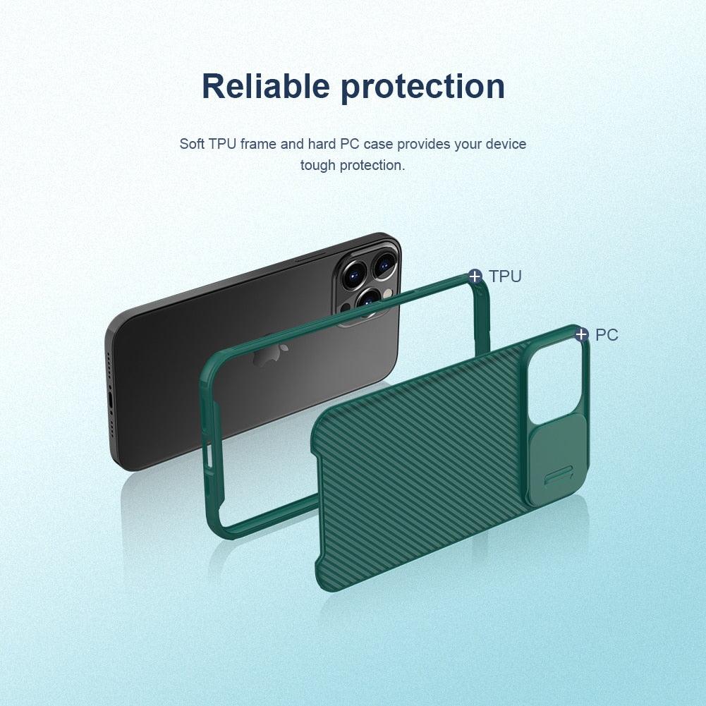 Coque de protection d'appareil photo unique pour iPhone 14 Pro Max / pour iPhone 13 Pro avec couvercle coulissant de protection d'appareil photo Coque rigide 12 mini Coque de protection mince et antichoc avec couvercle coulissant d'appareil photo