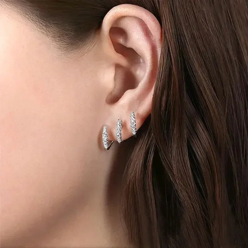 Boucles d'oreilles clous en argent sterling 925 avec cristaux, boucles d'oreilles dorées, pierre AAA, design moderne, accessoires de mode, bijoux femme 2025