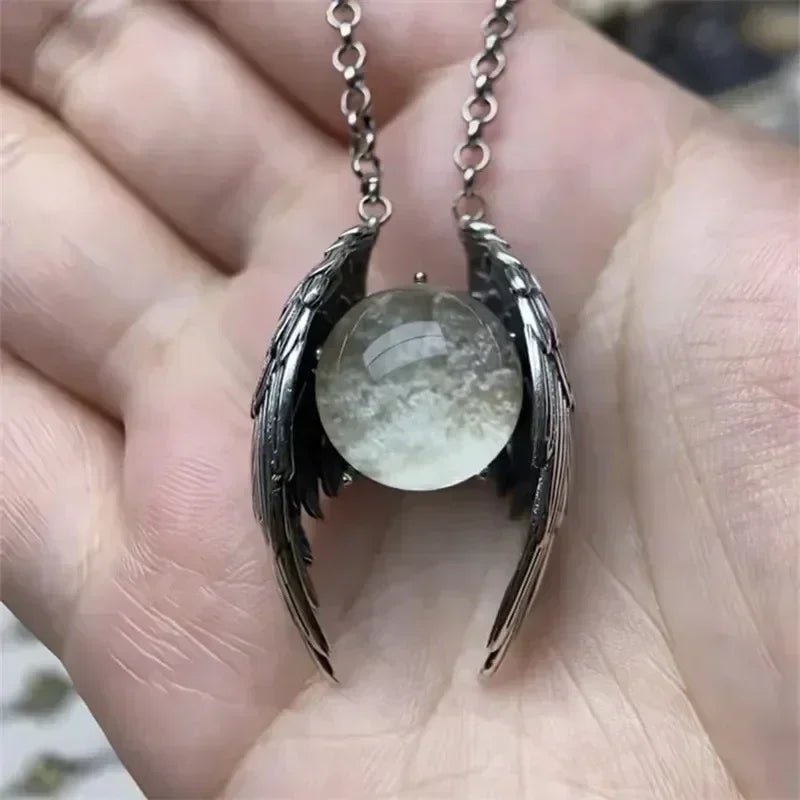 Collier Pendentif Ailes Fantôme Ange de Personnalité pour Hommes Femmes Garde Ange Collier Accessoires de Bijoux Hip Hop
