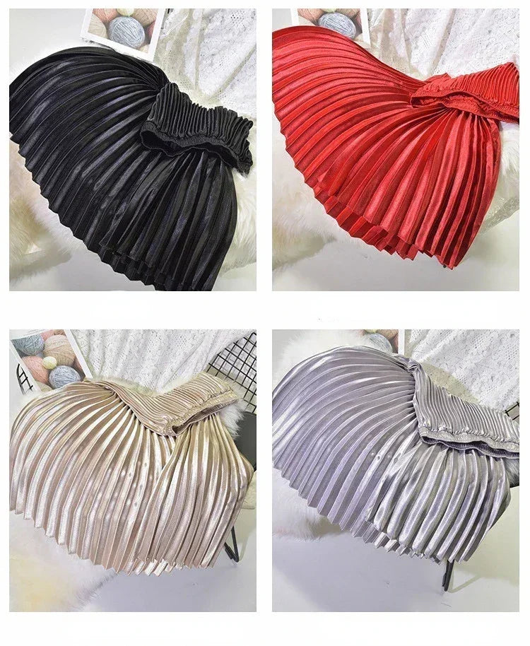 Jupe plissée classique en velours doré Taille haute style rétro Mode Femme de bureau Jupe longue plissée Jupe en velours d'hiver 90cm de long
