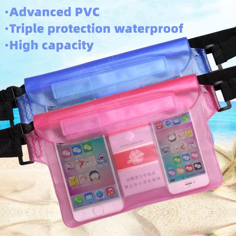 Sac banane étanche avec écran tactile pour téléphone, ceinture réglable, 3 couches d'étanchéité élevée, sac de natation, grande taille, sac de protection transparent pour téléphone portable iPhone