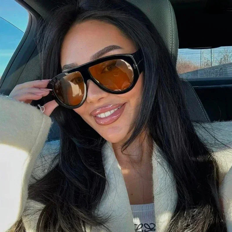 2024 Nouvelle Mode Grande Monture Pilote Lunettes de Soleil Marron Femme Homme Marque T Lunettes de Soleil Extérieur Femme Ombre Oculos De Sol Cadeaux