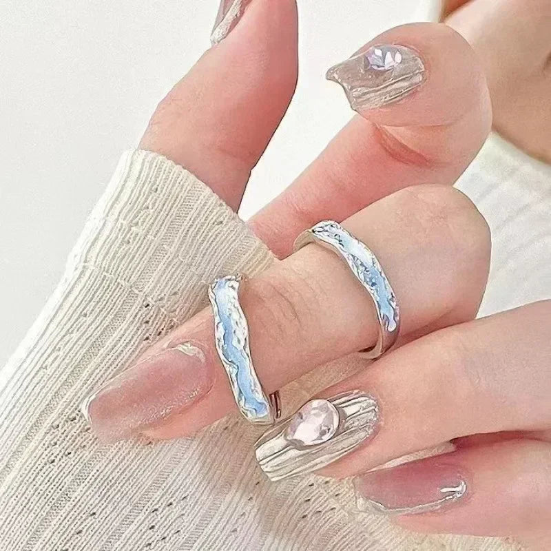 Nouvelle Bague Lumineuse Émail Réglable Vintage Luxe Amour Couple Anneaux Brille dans le Noir Bijoux Y2K Cadeaux Saint-Valentin