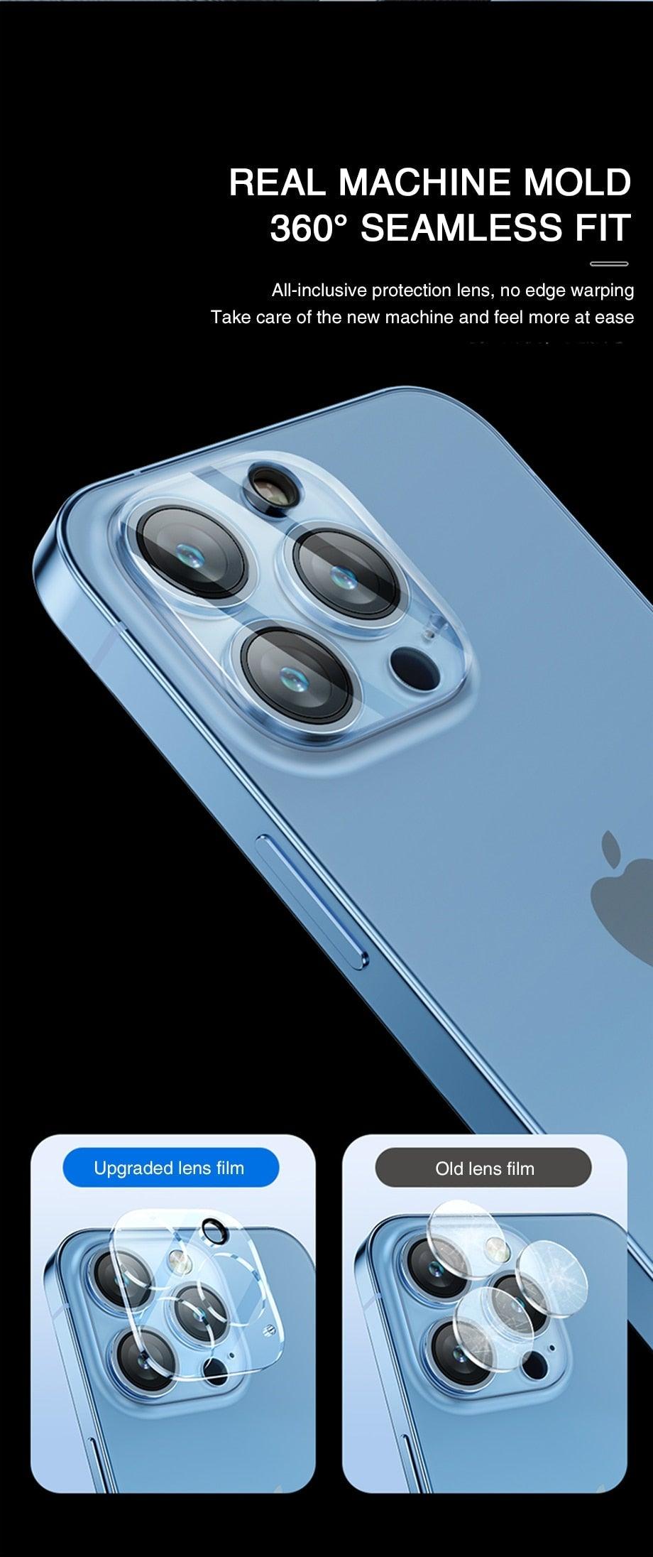 Protecteurs de Verre Full Cover HD pour Caméra Arrière pour iPhone 13 12 Pro Max 13Mini Film de Verre Protecteur d'Objectif pour iPhone 11 14 PRO MAX XS Protecteur d'Écran d'Objectif de Caméra en Verre Trempé Ultra Mince