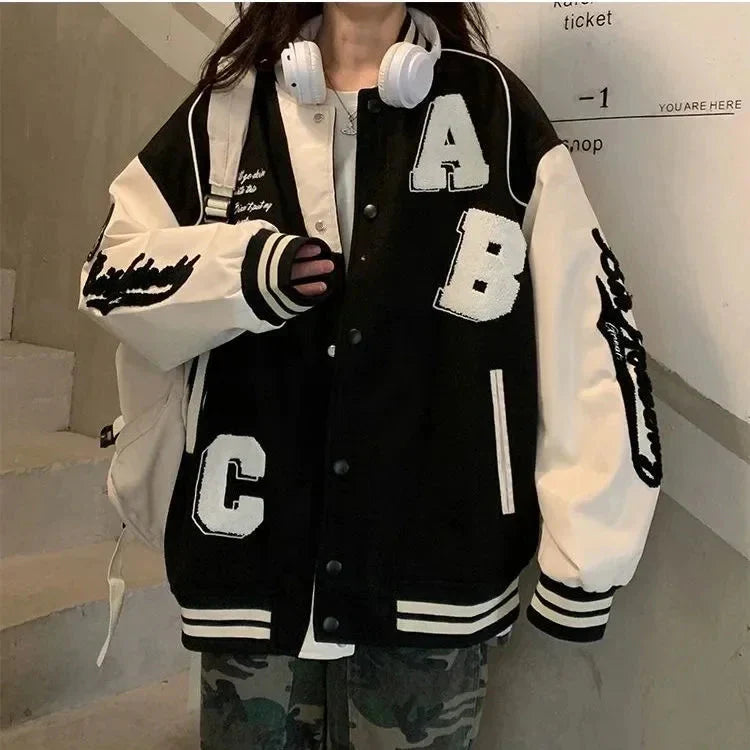 Blouson bomber oversize en laine d'agneau Y2K pour femme