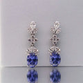 Boucles d'oreilles pendantes marquises et ovales pavées pour femme 1,5 carat Moissanite Platine PT950 - Fabriquées en PT950, forme double, marquise + ovale