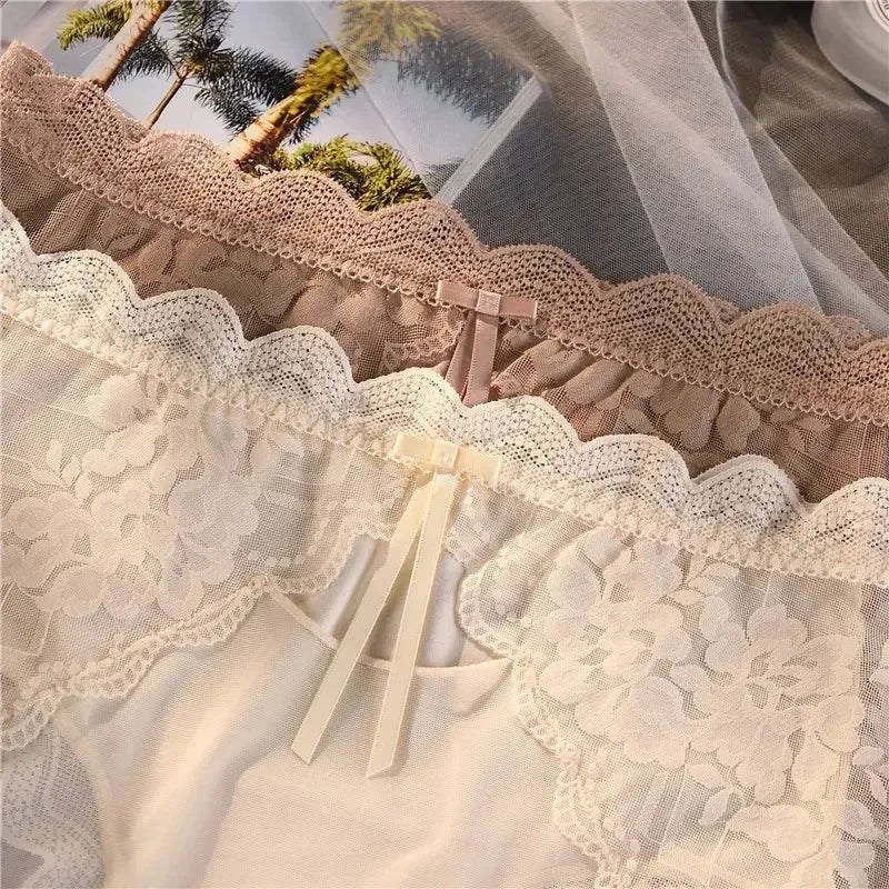Culotte femme grande taille XL-3XL, en dentelle, transparente et creuse, lingerie sexy et respirante, nouveauté