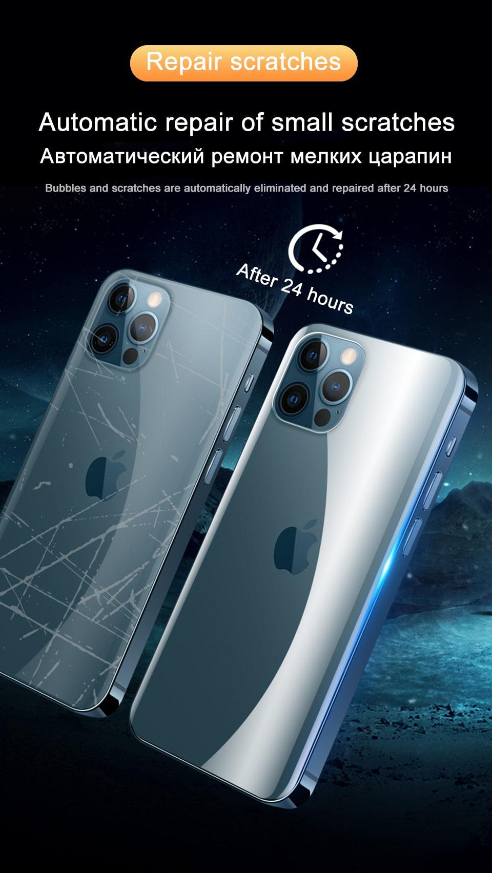 Film arrière intégral pour iPhone 13 12 Pro Max Mini Accessoires de téléphone portable Film latéral non-protecteur d'écran en verre Ultra-mince Transparent/Mat Film latéral et arrière Autocollant de bordure anti-rayures