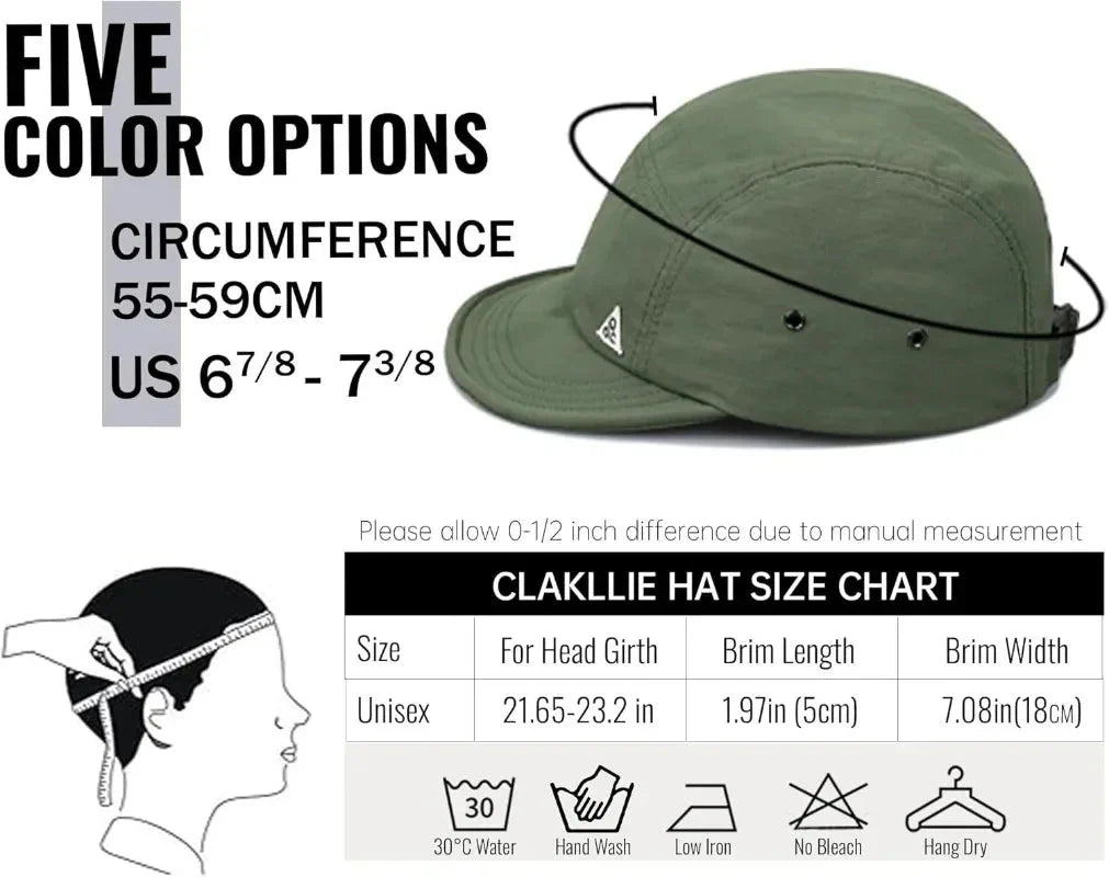 Casquette de camionneur d'été – Casquette de baseball à 5 panneaux et visière courte