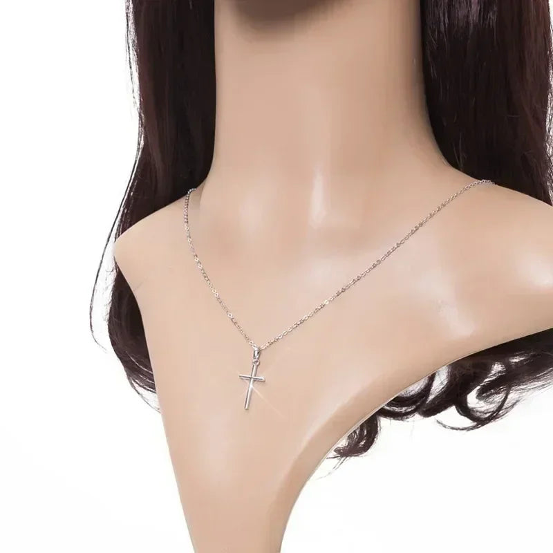 Collier pendentifs croix zircon luxe mode or clair couleur argent pour hommes femmes bijoux chaîne accessoire