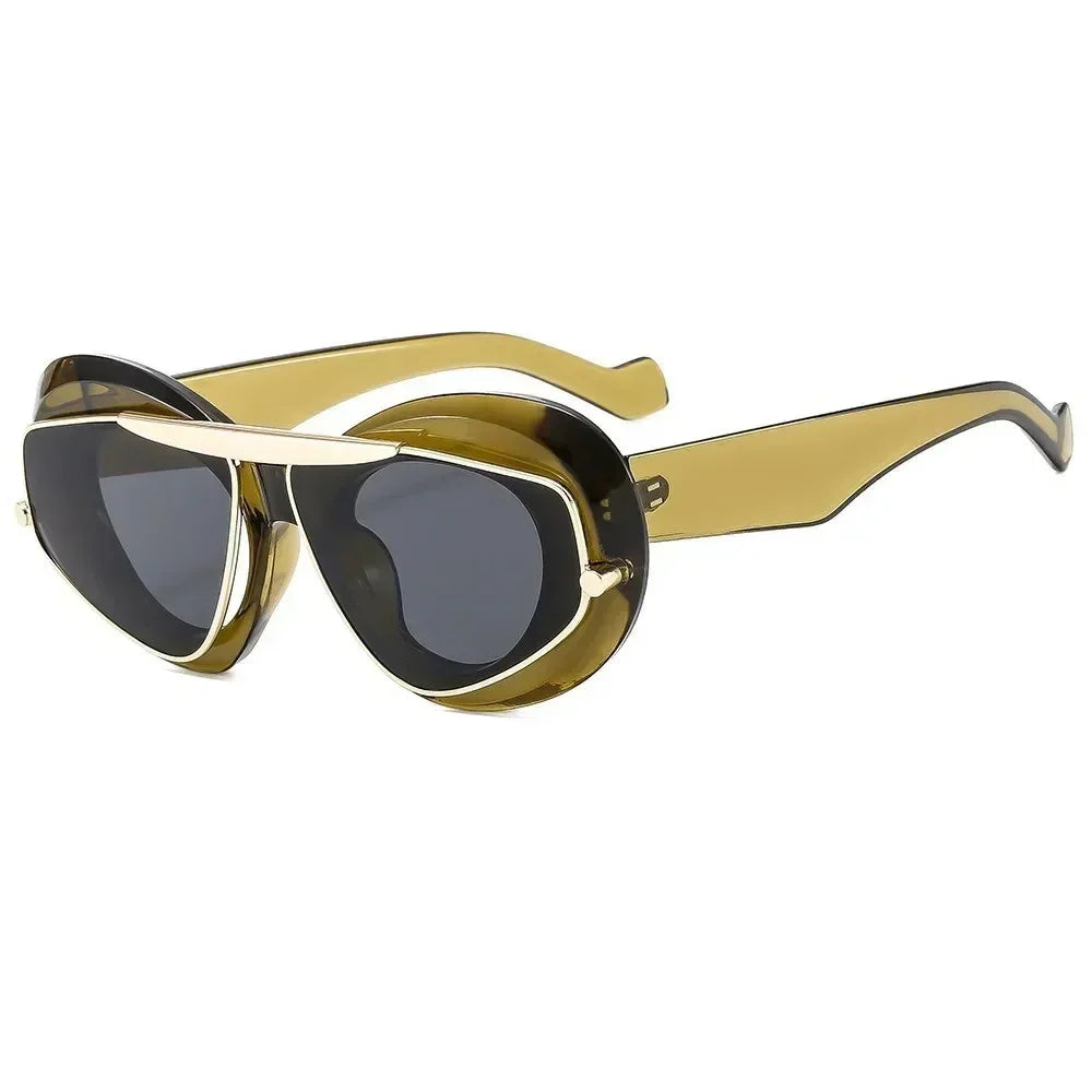 Nouvelles lunettes de soleil tendance Y2K à grande monture, verres œil de chat, style rétro, personnalité, anti-UV