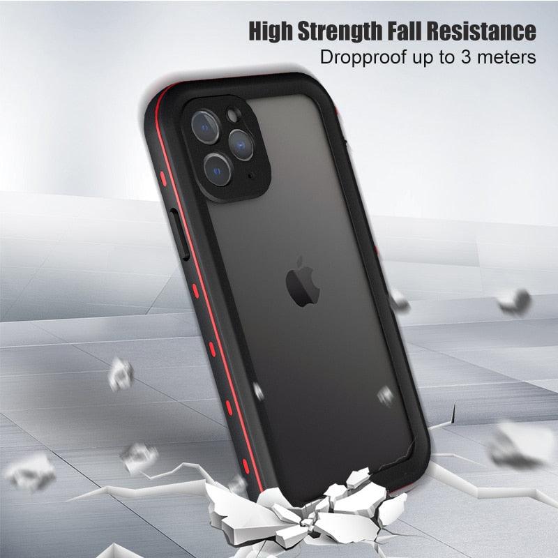 Coque étanche pour iPhone 14 13 12 11 Pro Max 14Plus 12Pro Coque durable étanche Sport 360 Protection iPhone12 Mini Coque étanche pour iPhone résistante aux chutes Arrière transparent