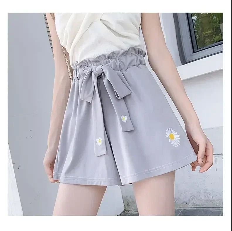 Short décontracté ample à taille haute pour femme, en tissu léger et noir, idéal pour l'été