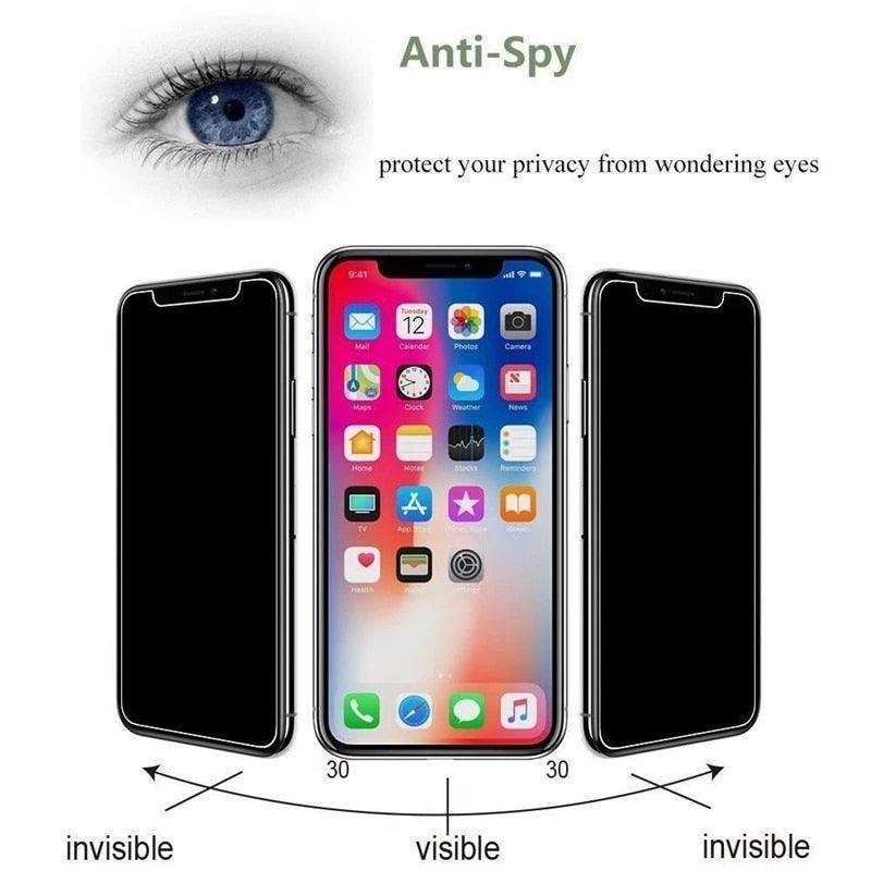 Lot de 3 Films de Protection Anti-Espion en Verre Trempé pour IPhone 11 12 13 14 Pro Max 12 Mini X XS XR 6 6S 7 8 Plus Protection d'Écran Confidentiel Anti-Espion HD en Verre Trempé Incassable Antichoc