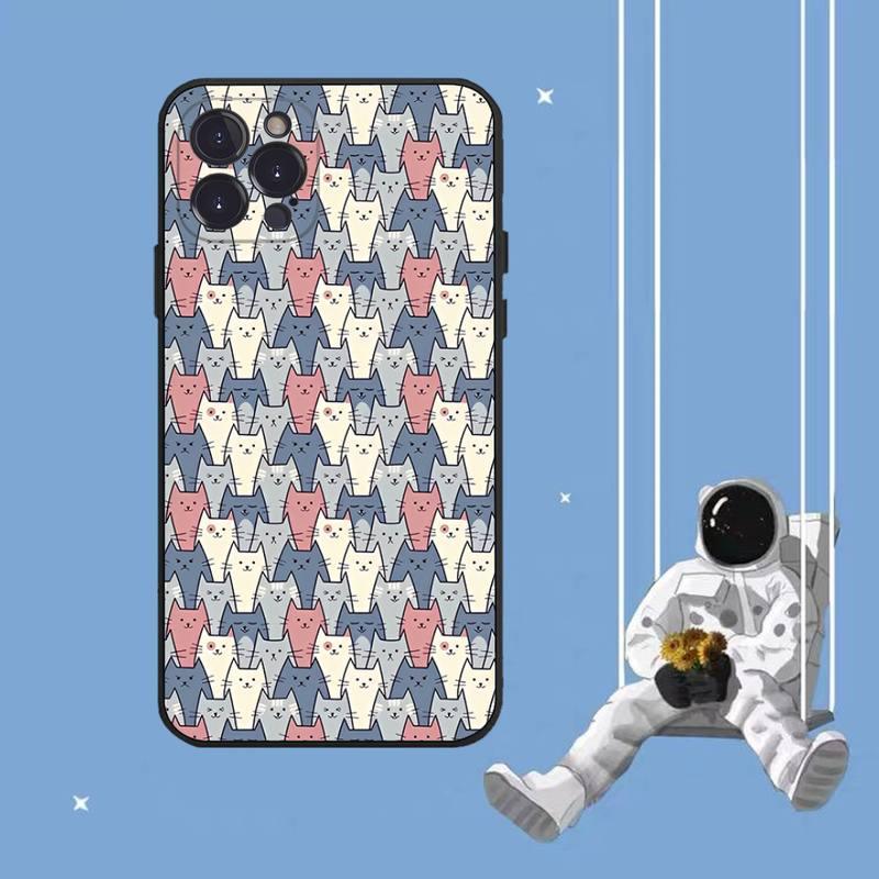 Coque de Téléphone Chat Mignon Art Pour Iphone 8 7 6 6s Plus X Se 2020 Xr Xs 14 11 12 13 Mini Pro Max Coque de Téléphone Portable Housse de Protection Souple Transparente Compatible Pour Iphone