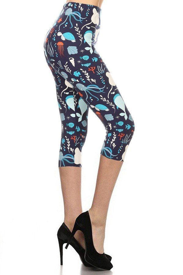 Legging imprimé CAPRI BLUE SEA LIFE Taille unique