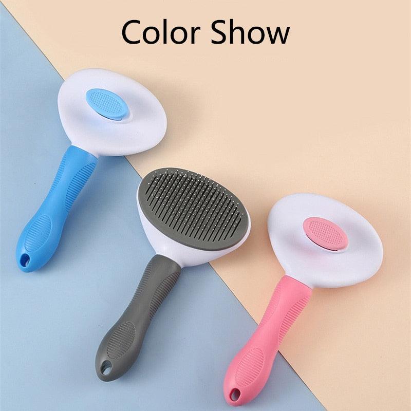Brosse à épiler pour animaux de compagnie, peigne pour chat, outils de toilettage, accessoires pour chiens, fournitures pour chats, peigne de massage en acier inoxydable, brosse pour chiens et chats pour poils longs et courts avec brosse autonettoyante
