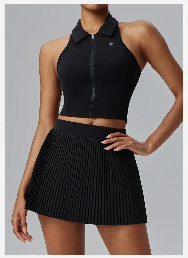Jupe de sport florale à prix réduit pour femmes Jupe-culotte de tennis-badminton à séchage rapide Jupe plissée mi-longue de fitness avec short