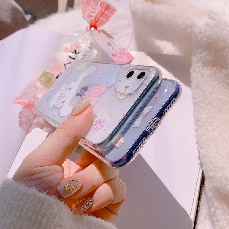Coque de téléphone dessin animé pour iPhone 14, coque de téléphone chien grandes oreilles mignonnes pour iPhone 11 12 13 Pro Max, coque de téléphone X Xs Max Xr 7plus 8plus