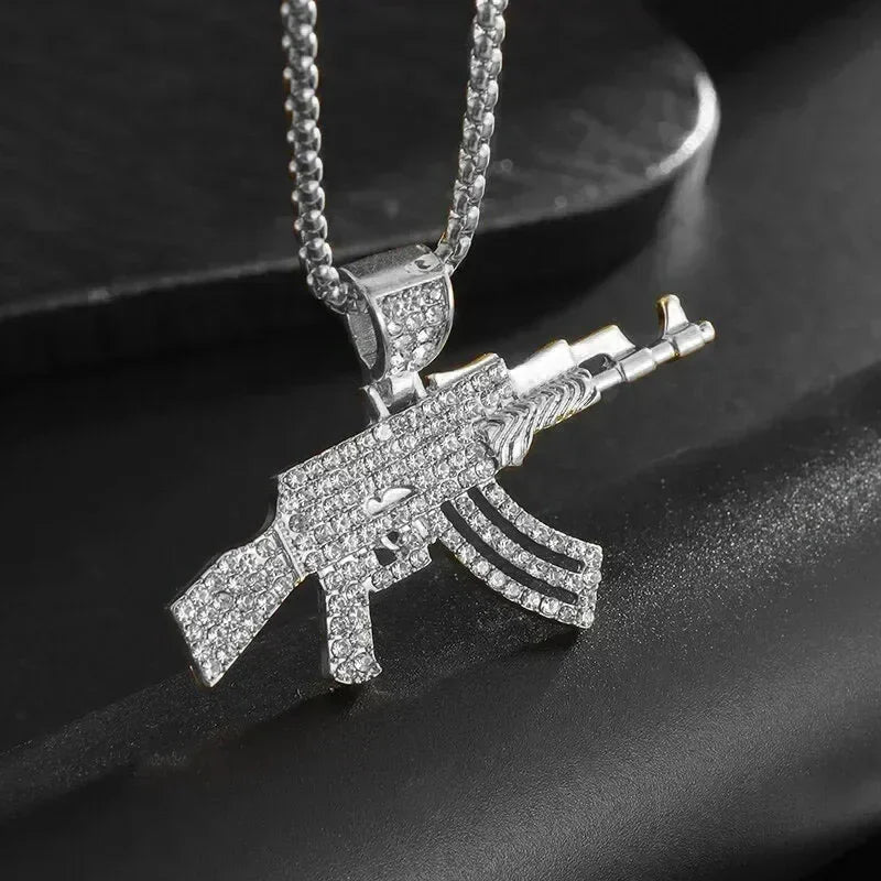 Collier pendentif fusil Hip-Hop Ak-47 pour hommes, bijoux personnalisés pour fêtes Hip-Hop Rock Rap Street