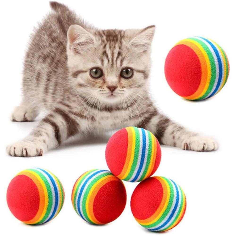 10 balles de jeu interactives pour chat d'intérieur, rouges, arc-en-ciel, en mousse souple, jouets pour chiots, activité, chasse, jeu silencieux, balles éponge, jouets pour chiens, chiots, chatons