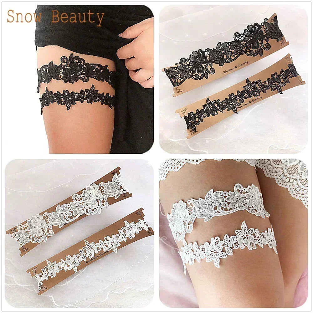 K03 2 PCS Jarretelle de mariée sexy en dentelle fleur cristal perles jarretelle de cuisse bague de cuisse jarretelle de mariée jarretelle de bas femme fille