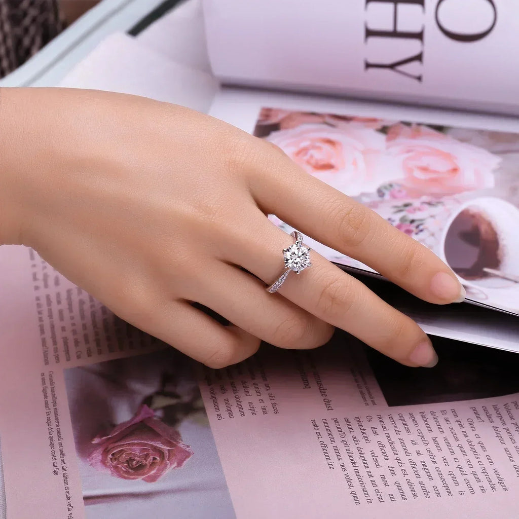 JewelryPalace Bague de fiançailles en argent sterling S925, couleur D, moissanite ronde de 0,5 carat, 1 carat, 1,5 carat, 2 carats, 3 carats pour femme