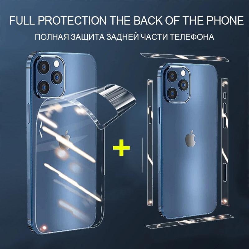 Film arrière intégral pour iPhone 13 12 Pro Max Mini Accessoires de téléphone portable Film latéral non-protecteur d'écran en verre Ultra-mince Transparent/Mat Film latéral et arrière Autocollant de bordure anti-rayures