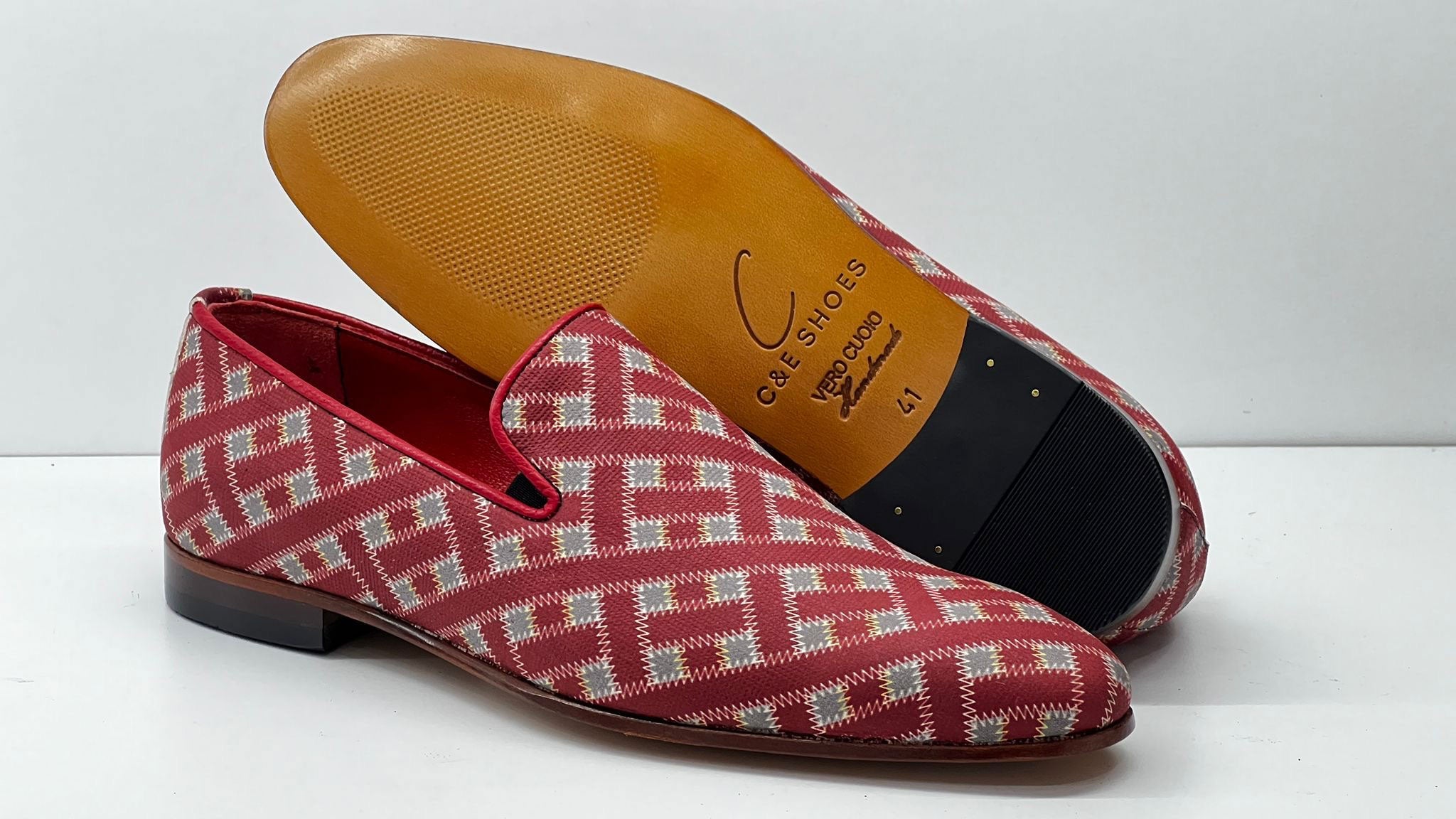 C Collection Printed Leather Loafer - Red