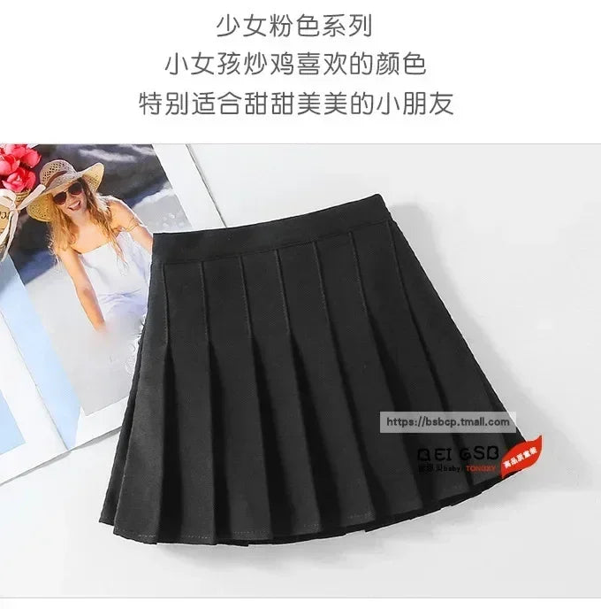 1 jupe plissée printemps-été pour filles, jupe trapèze élastique pour étudiantes, jupes JK style collège pour enfants, jupes courtes mode pour enfants
