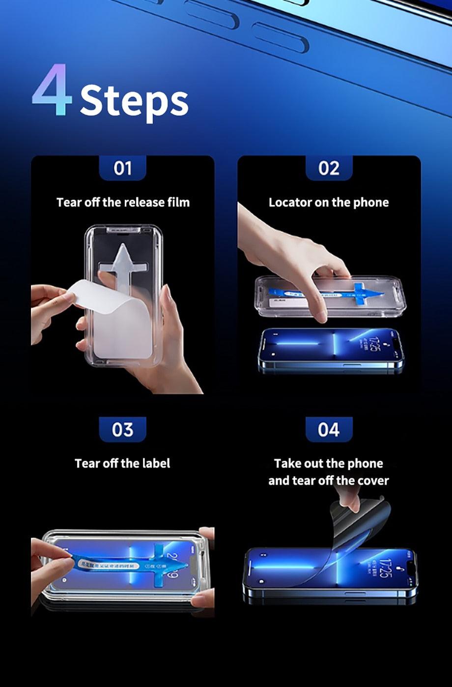 Film de protection d'écran en verre trempé 8K HD anti-espion, installation rapide, couverture complète, pour iPhone 14 13 12 11 PRO MAX MINI X XS, dureté 9H, anti-rayures, anti-chocs, sans bulles pour iPhone