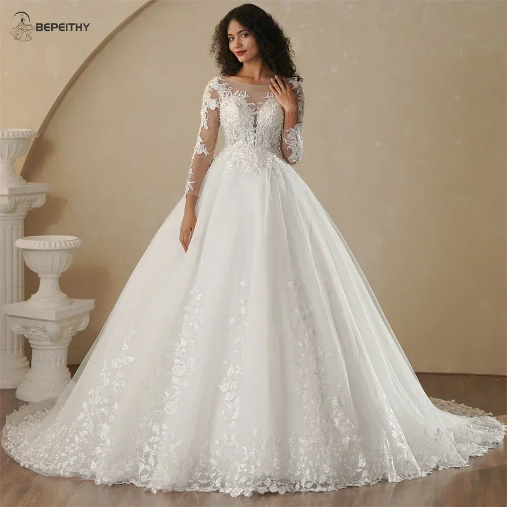 Robe de mariée bohème couleur champagne | Robe de mariée trapèze sur mesure -femstylo
