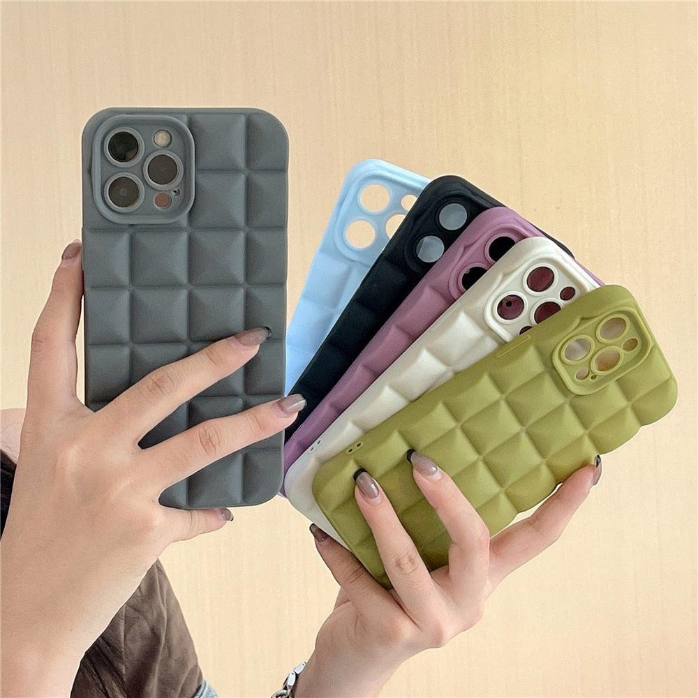 Coque de téléphone unique pour iPhone 14 Pro 13 12 11 Pro Fashion 3D Souple Silicone Antichoc pour iPhone 14 Coque Bubble Case Mignonne Forme Intégrale Silicone Souple Mince Amortie Belle Élégante Coque pour Femmes