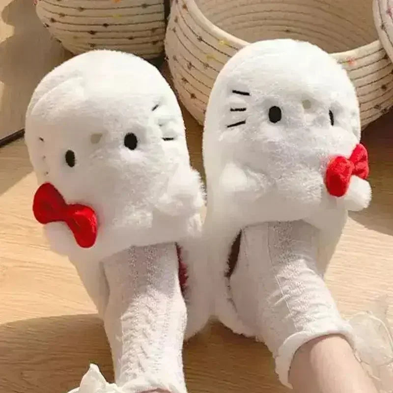 Chaussons en peluche Sanrio Hellokitty