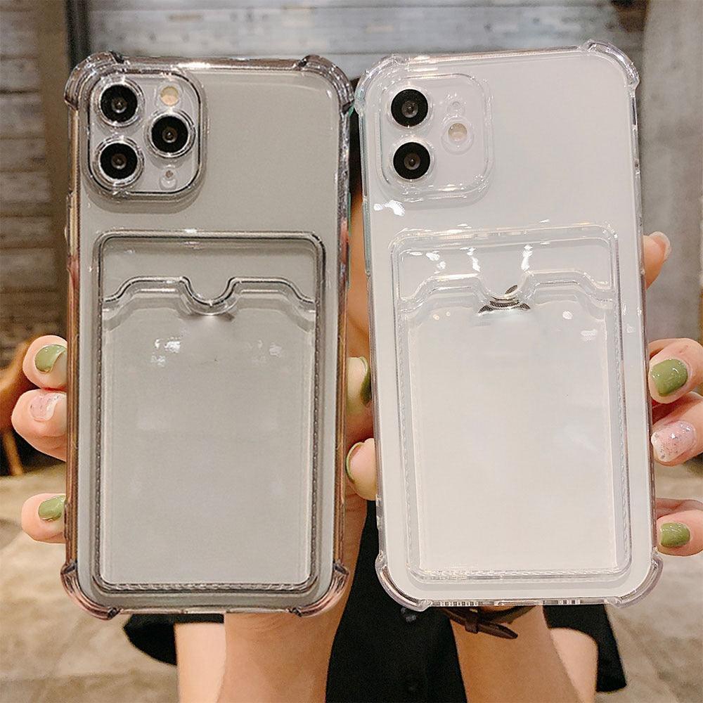 Coques de téléphone transparentes avec motif cœur mignon pour iPhone 13 14 Pro Max Simple Luxueux Amour Dégradé Silicone Étui Portefeuille Porte-Cartes Housse de protection antichoc