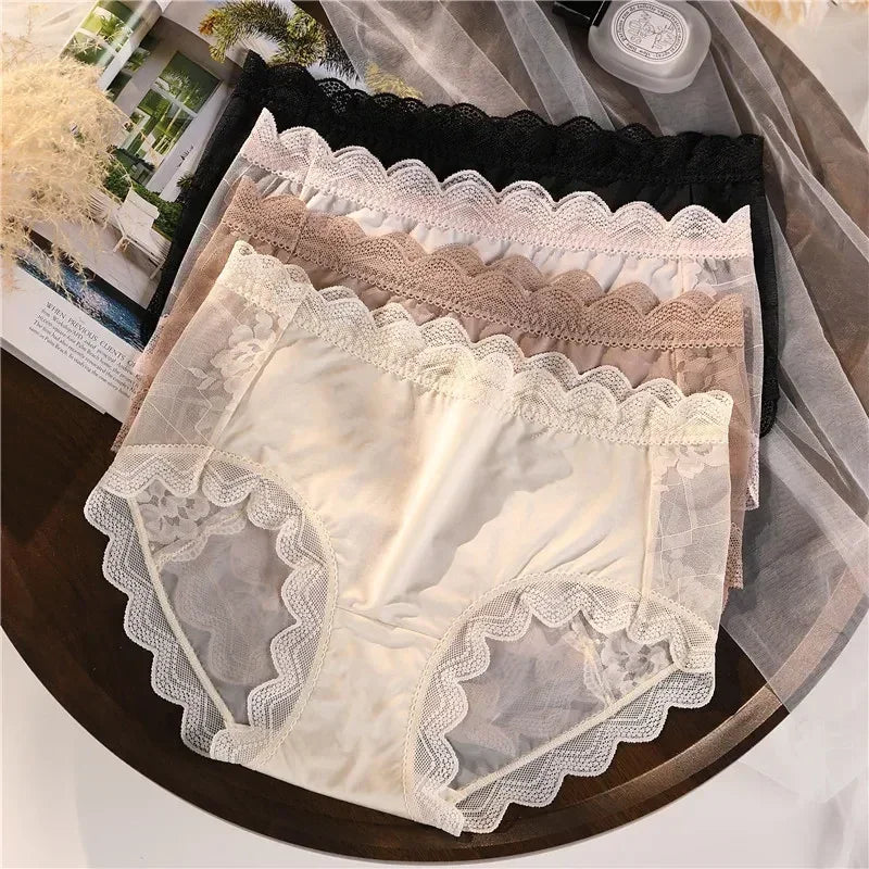 Culotte femme grande taille XL-3XL, en dentelle, transparente et creuse, lingerie sexy et respirante, nouveauté