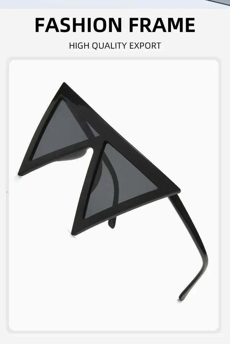 Lunettes de soleil triangulaires surdimensionnées de style punk pour femmes, grande monture 2025, marque de luxe, coupe-vent, protection UV400, pour dames