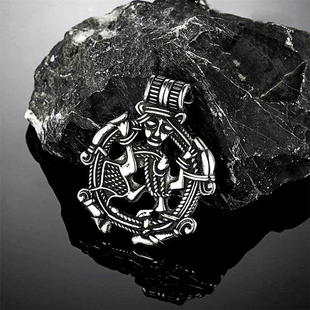 Colliers Viking Vintage Loki Creux Hommes Acier Inoxydable Mythologie Nordique Pendentif Trinité Amulette Bijoux Scandinaves Cadeaux Hommes