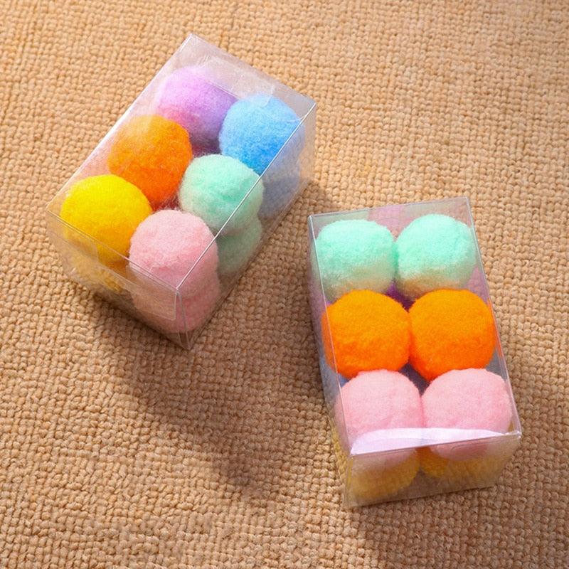 Lot de 12 jouets amusants pour chat, balles extensibles en peluche, jouets colorés interactifs pour chatons, fournitures pour animaux de compagnie, balles en peluche pour l'entraînement et le jeu des chatons