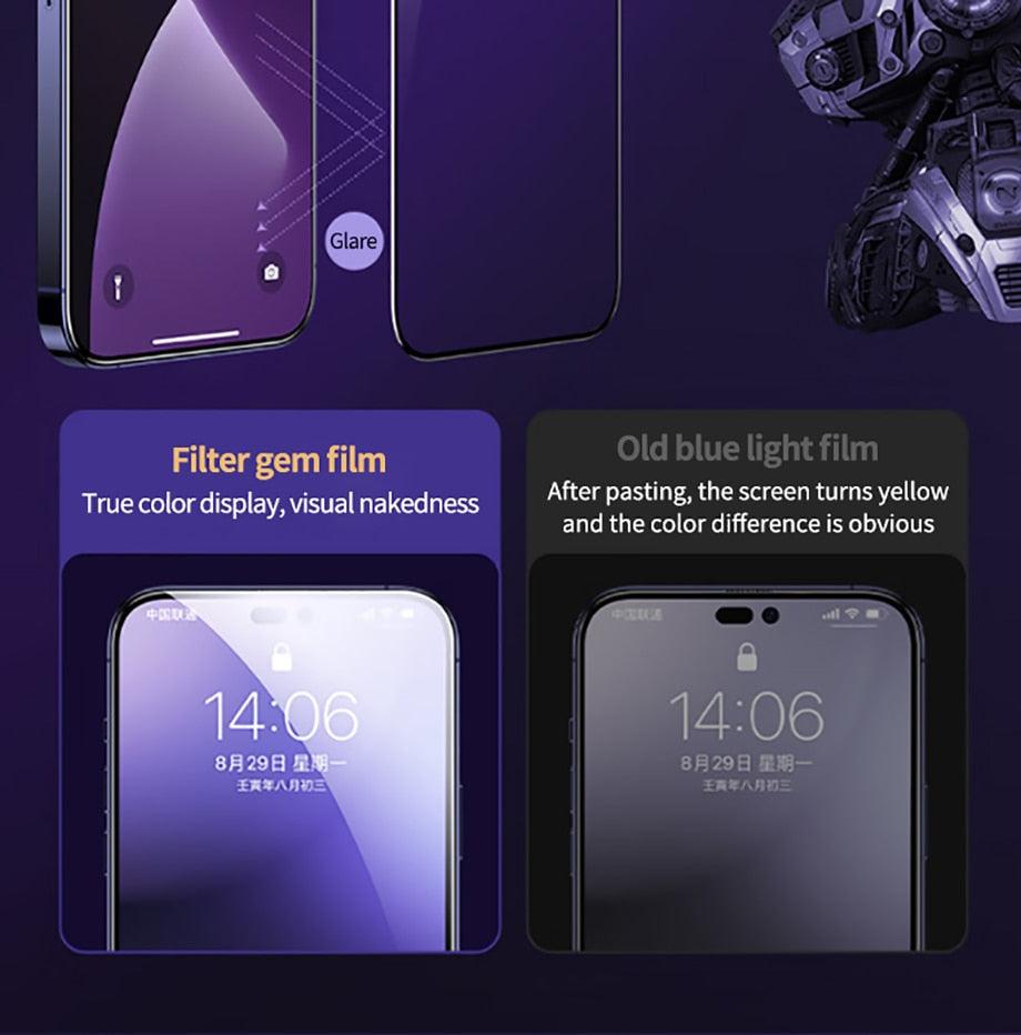 Lot de 4 verres trempés de protection pour iPhone 14 13 12 11 Pro Max Mini, protecteur d'écran sur iPhone 14 Plus 11 X XR XS Max 6 7 8, verre de qualité militaire antichoc et anti-jaunissement