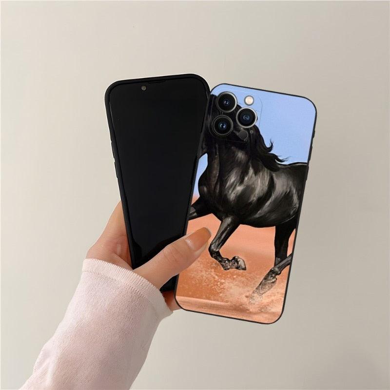 Coque Cool Cheval Animal pour Filles Garçons Femmes Hommes, Étui Unique Tendance Bumper Coque de Téléphone pour Iphone 13promax 11 14 12 Pro Max Mini Xr X Xs 7 8 6 6s Plus
