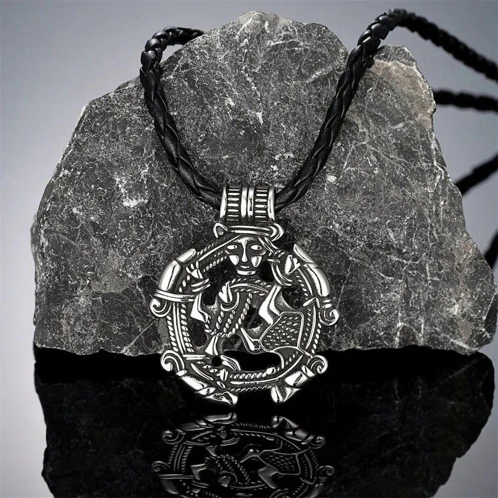 Colliers Viking Vintage Loki Creux Hommes Acier Inoxydable Mythologie Nordique Pendentif Trinité Amulette Bijoux Scandinaves Cadeaux Hommes