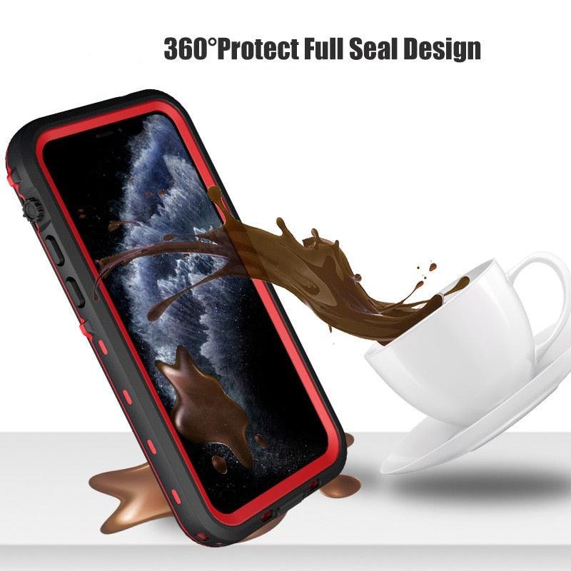 Coque étanche pour iPhone 14 13 12 11 Pro Max 14Plus 12Pro Coque durable étanche Sport 360 Protection iPhone12 Mini Coque étanche pour iPhone résistante aux chutes Arrière transparent