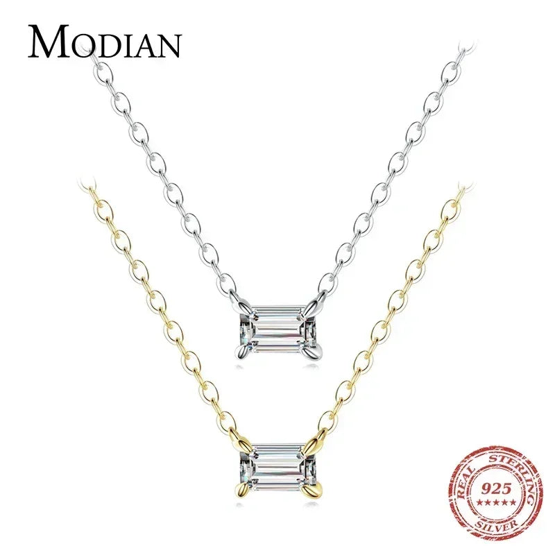 Modian Véritable Argent Sterling 925 Mode Charme AAA Zircone Pendentif Collier Pour Femmes Colliers Féminins en Argent Bijoux Fins