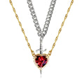 Parure de 2 colliers cœur et épée - Colliers de couple en ACIER INOXYDABLE plaqué or 18 carats avec cristaux pour femme, homme, petit ami, petite amie
