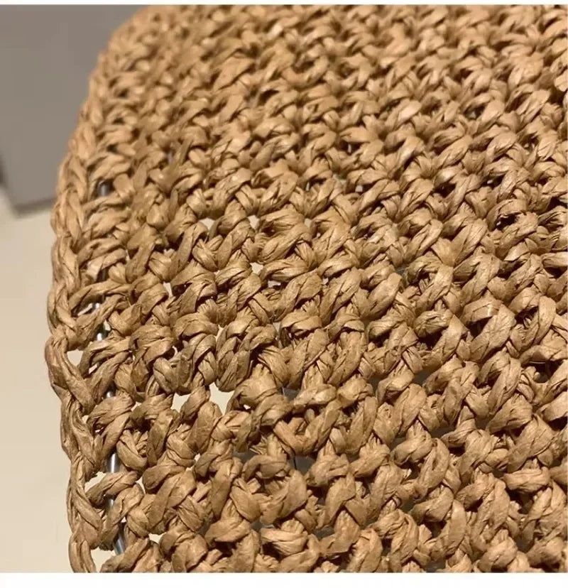Chapeau de soleil en paille pour femmes 2025, grand bord large, pliable, pour la plage, style créateur, seau coréen pour l'extérieur