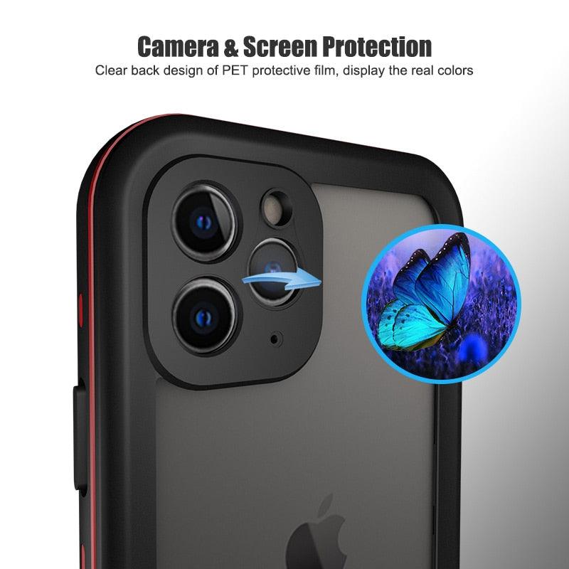 Coque étanche pour iPhone 14 13 12 11 Pro Max 14Plus 12Pro Coque durable étanche Sport 360 Protection iPhone12 Mini Coque étanche pour iPhone résistante aux chutes Arrière transparent
