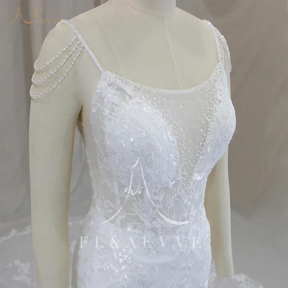 Robe de mariée de luxe personnalisée FL&AEVVE avec bretelles fines, robe de mariée de plage, robe de soirée de mariage, vestidos de novia