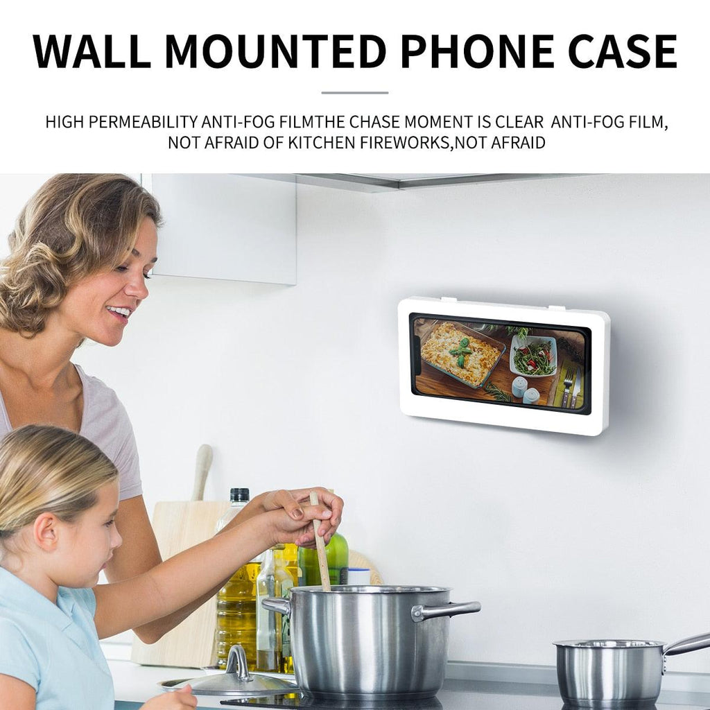 Support de téléphone blanc Étui de téléphone étanche Support de téléphone de douche de salle de bain Boîte de support mural de douche Support de boîtier étanche antichoc intégral Étui de protection transparent
